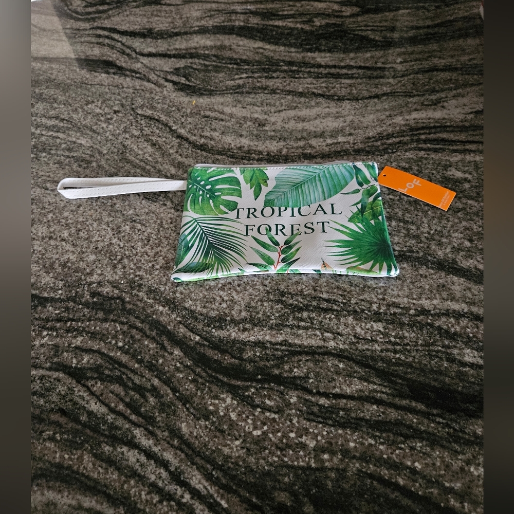A Girl Thing Tropical Forest Cosmetic Bag - Green and White